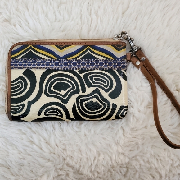 Fossil Womens Wallet Artsy Leather Zip Up Card Wallet Abstract - Picture 4 of 5